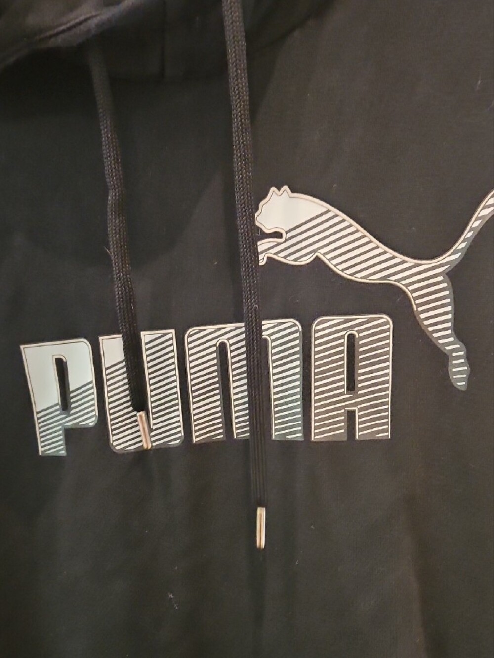 Puma Black Hoodie with White Logo Sz Large - Picture 3 of 7